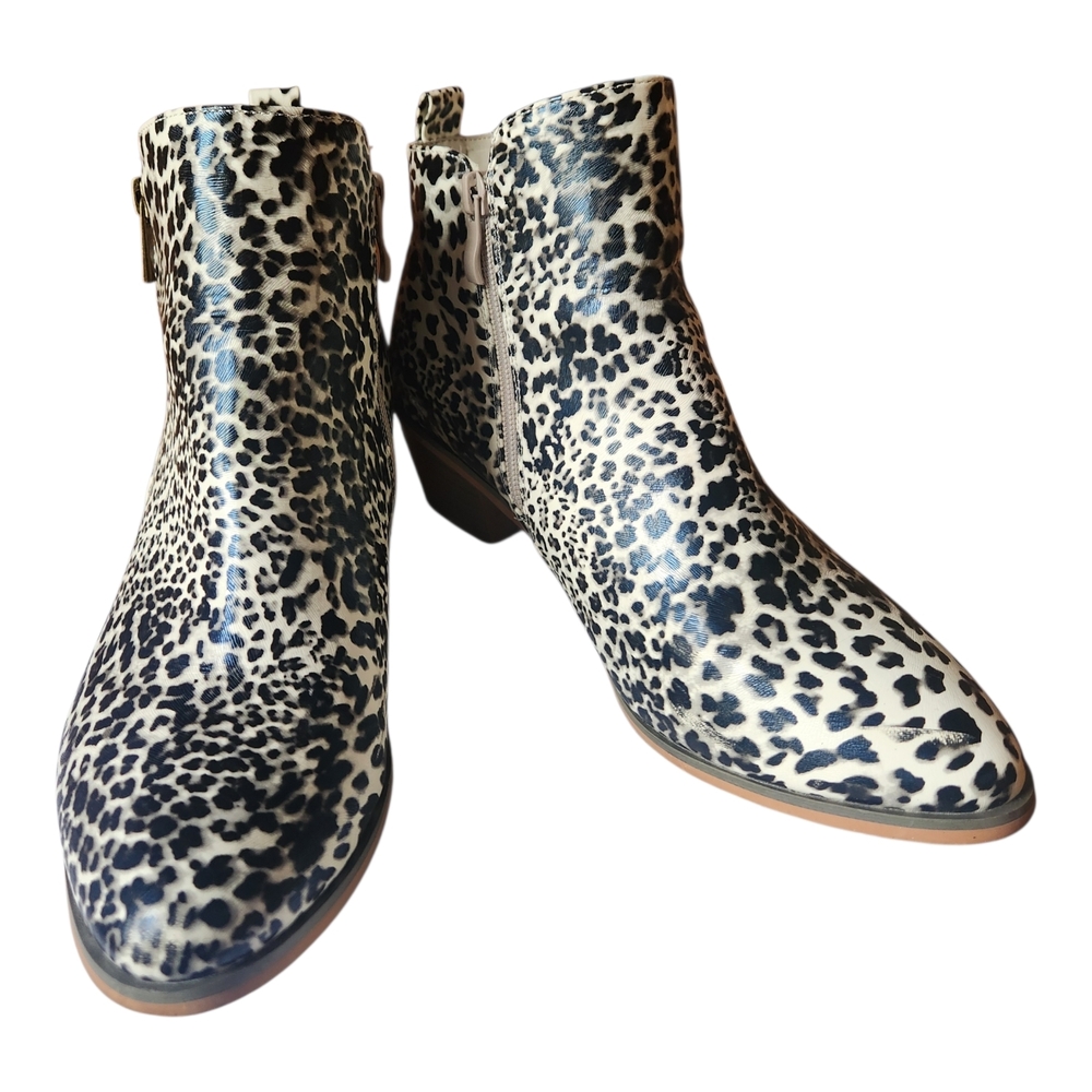 Journey Rebel Leopard Print Bootie With Zipper Closure 2" Heel